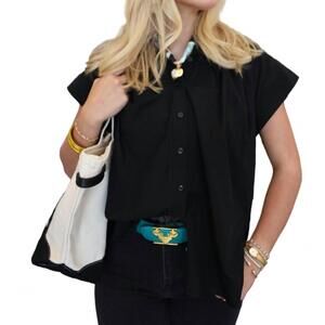 NEW SECULAR trinity button top in black